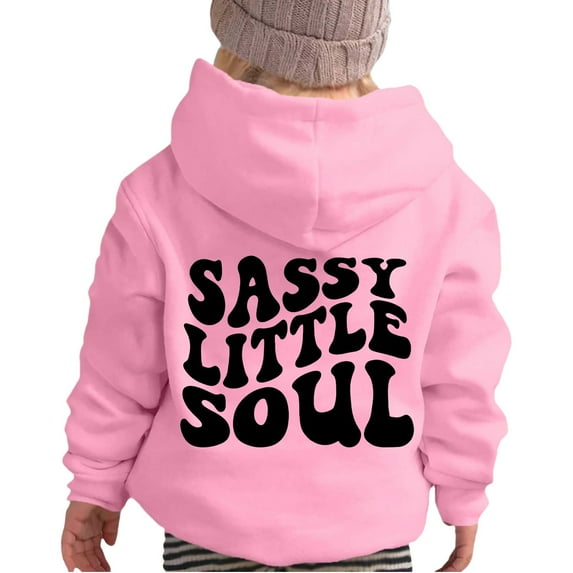 Tiijoy Little Girls Hoodie Letter Print Pullover Hooded Sweatshirt, Sizes 5-6