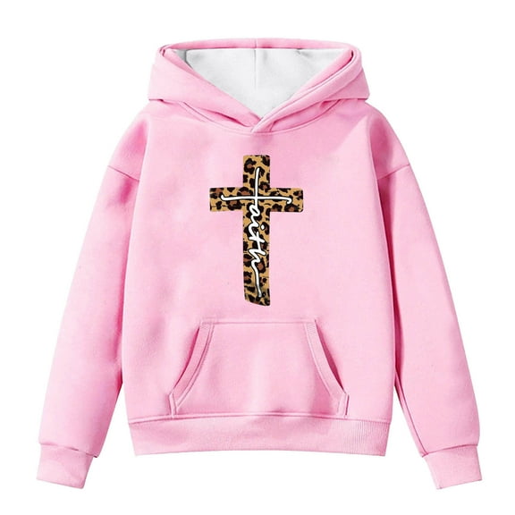 Tiijoy Little Girls Jesus Graphic Print Hoodie Soft Hooded Sweatshirt, Sizes 6-7