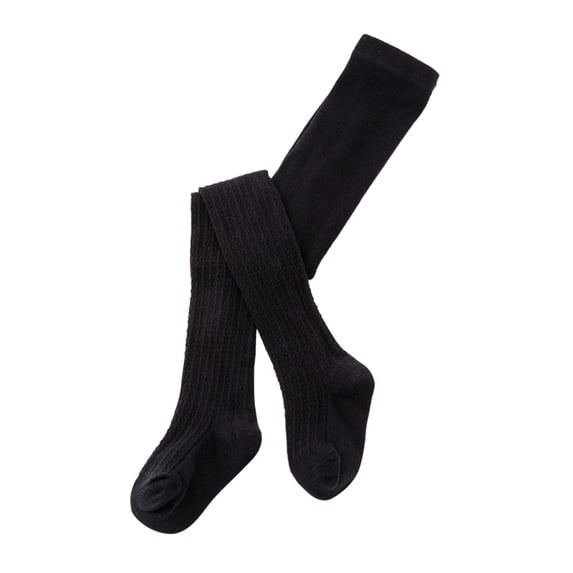 Tiijoy Little Girls Knitted Leggings Cotton Tights Stretchy Fall Pantihoses, Sizes 4-6, Black