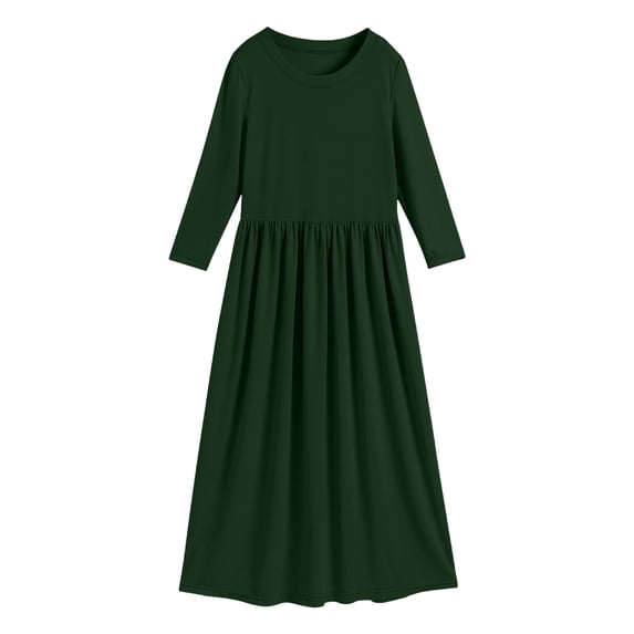 Tiijoy Little Girls Long Sleeve Maxi Dress Round Neck Casual Daily Dress, Sizes 5-6