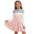 thumbnail image 1 of Tiijoy Little Girls Long Sleeve Rash Guard Swimsuit Color Block Swim Dress with UPF50+, 1 of 8