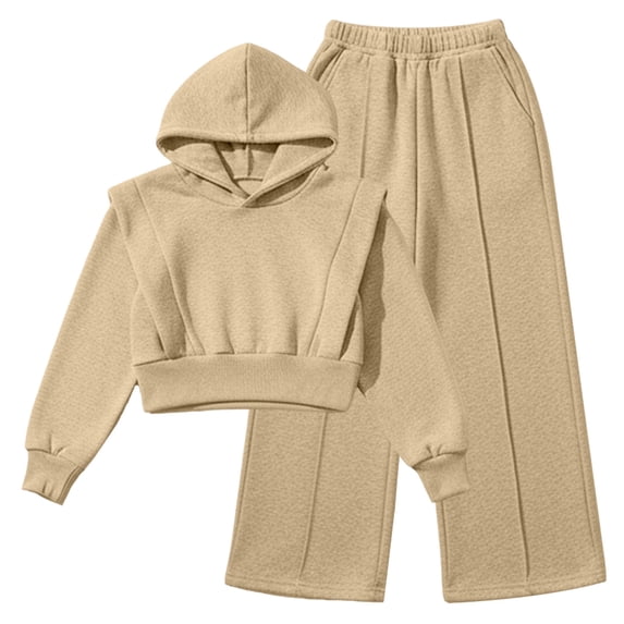 Tiijoy Little Girls Outfits Cropped Hoodie Straight Leg Sweatpants Sweatsuit, Sizes 5-6