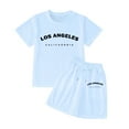 thumbnail image 1 of Tiijoy Little Girls Outfits Los Angeles Cotton Short Sleeve T-Shirt Shorts Set, Sizes 5-6, 1 of 3