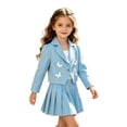 thumbnail image 1 of Tiijoy Little Girls Outfits Stylish Preppy Butterfly Blazer Pleated Skirt Set, Sizes 6-7, 1 of 3