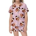 thumbnail image 1 of Tiijoy Little Girls Pajamas Football Print Short Sleeve Button Down Top Shorts Sleepwear, 1 of 3