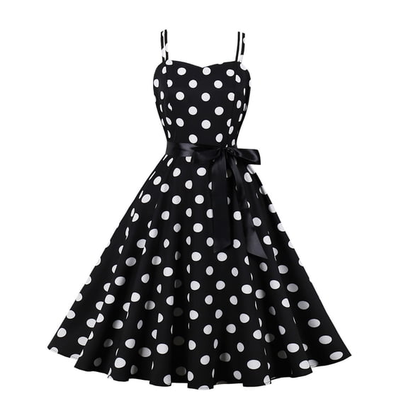 Tiijoy Little Girls Polka Dots A Line Dress Spaghetti Strap Princess Dress, Sizes 6-7