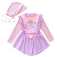 thumbnail image 1 of Tiijoy Little Girls Princess Ruffle Long Sleeve Swim Dress Swimsuit with Hat, Sizes 2-12, 1 of 6