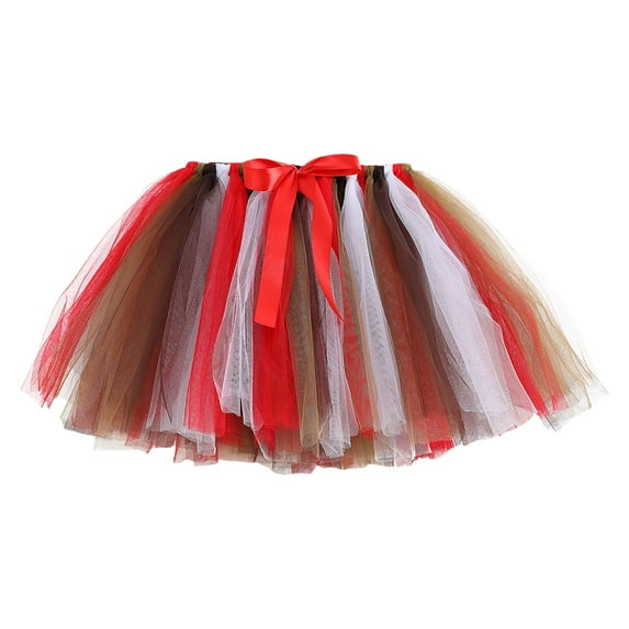 Tiijoy Little Girls Rainbow Colorful Tutu Skirt Princess Party Tulle Skirt, Sizes 5-7