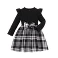 thumbnail image 1 of Tiijoy Little Girls Ruffle Long Sleeve Plaid Dress Fall Winter Casual Dress, Sizes 5-6, 1 of 8