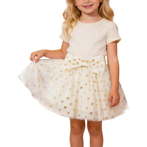Tiijoy Little Girls Sequin Tutu Skirt Tulle Party Princess Dance Short Skirt, Sizes 5-6
