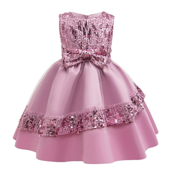 Tiijoy Little Girls Sequins Sleeveless Dress Birthday Party Princess Dress Pageant Gown, Sizes 6-7