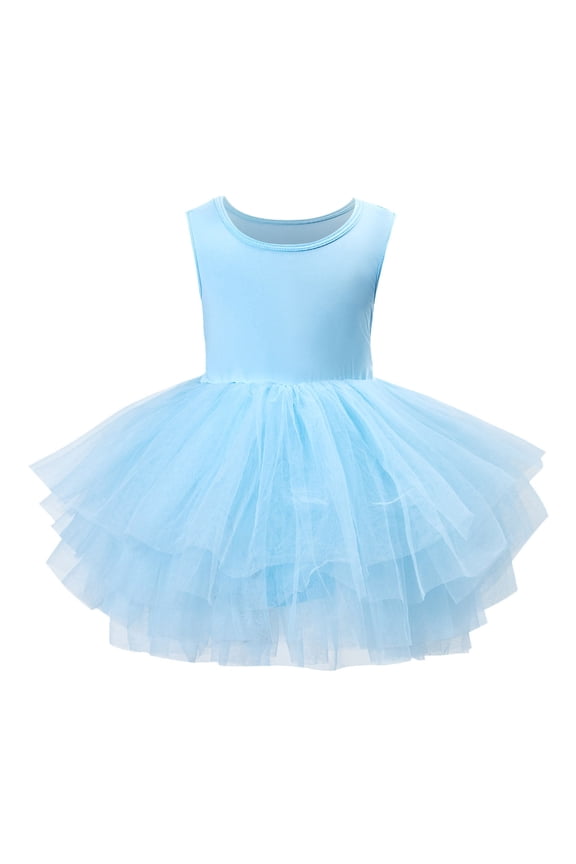 Little Girls Sleeveless Ballet Shiny Tutu Skirted Leotards Dance Dress, Sizes 5-6