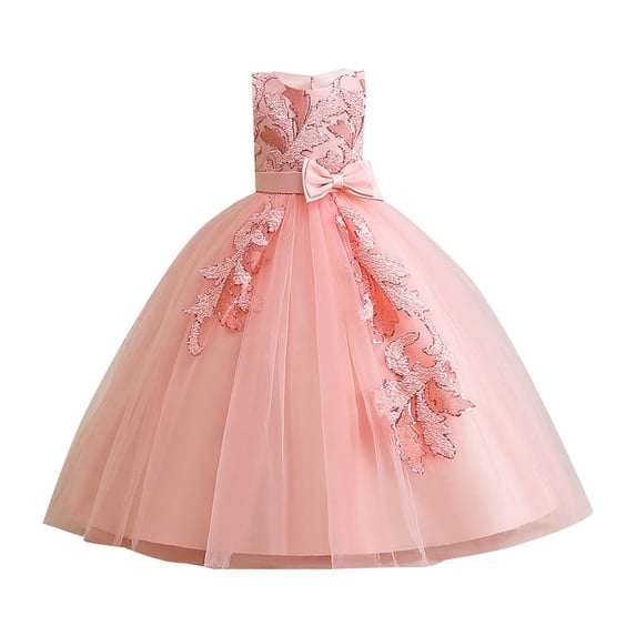 Tiijoy Little Girls Sleeveless Lace Mesh Dress Birthday Party Pageant Gown, Sizes 6-7