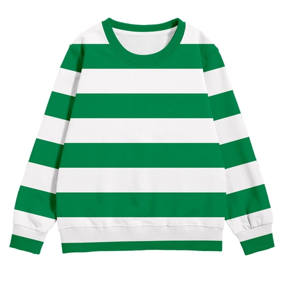 Tiijoy Little Girls Stripe Sweatshirt Casual Crew Neck Pullover Sweatshirts, Sizes 3-10