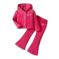 thumbnail image 1 of Tiijoy Little Girls Tracksuit Fleece Lined Hooded Jacket with Flare Pants, Sizes 5-6, 1 of 8