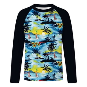 Tiijoy Long Sleeved Rash Guard for Boys Summer Beach UPF 50+ Swim Shirt Top, Sizes 3-14