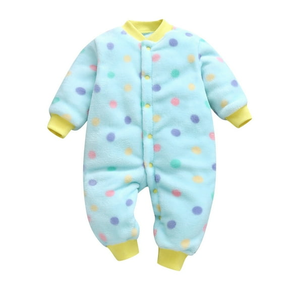 Tiijoy Newborn Baby Fleece Warm Jumpsuit Cartoon Cute Print Pajama Onesies, Sizes 0-3M
