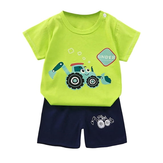 Tiijoy Boy Summer Clothes Set Cartoon Short Sleeve T-Shirt Shorts Sets, Sizes 3M-6