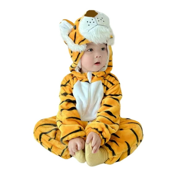 Tiijoy Boys Cartoon Animal Romper Hooded Jumpsuit Cute Onesies, Sizes 6-12M