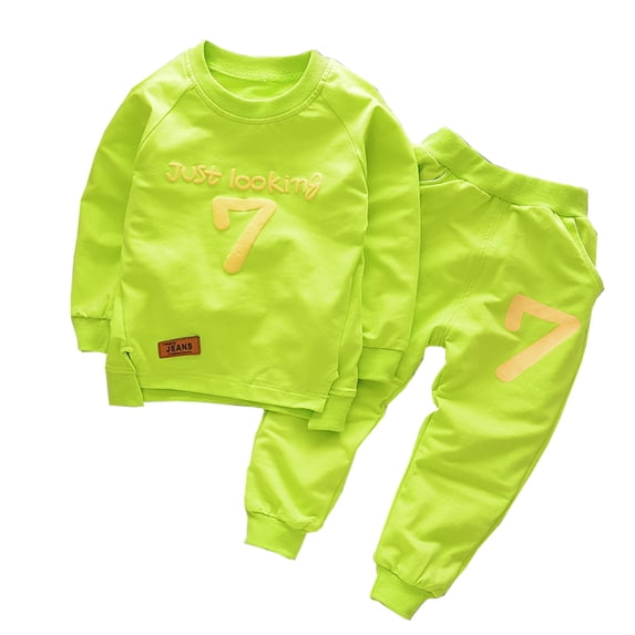 Tiijoy Newborn Boys Casual Letter Graphic Sweatshirt Pants Spring Fall Clothes Outfits, Green