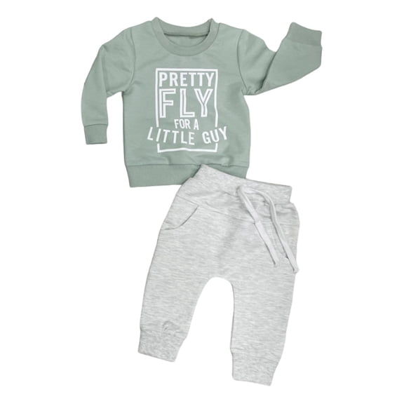 Tiijoy Newborn Boys Casual Outfits Letter Print Crewneck Sweatshirt Pants Set, Sizes 0-6M