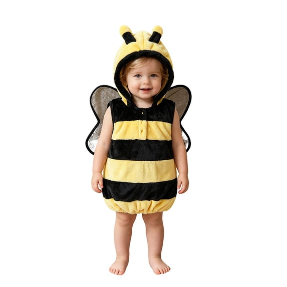 Tiijoy Newborn Boys Cute Bee Sleeveless Hoodie Baby Clothes Fleece Hooded Vest with Wings