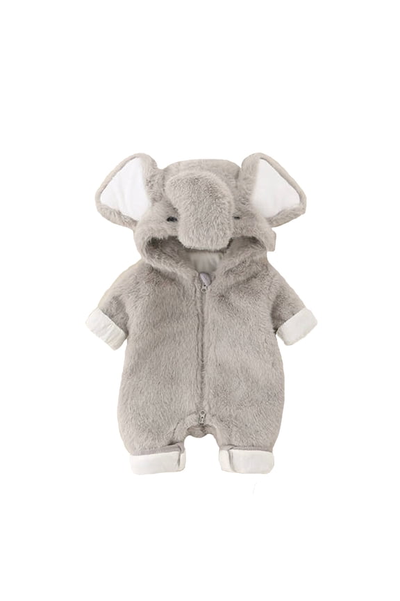 Boys Elephant Jumpsuit Soft Hooded Onesies Baby Romper, Sizes 0-3M