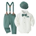 thumbnail image 1 of Tiijoy Newborn Boys Formal Suit Long Sleeve Shirt Bodysuit Suspenders Pants Hat 3Pcs Outfits, Sizes 0-3M, 1 of 4