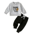 thumbnail image 1 of Tiijoy Newborn Boys Outfits Football Print Long Sleeve Sweatshirt Pants Set, Sizes 9-12M, 1 of 5