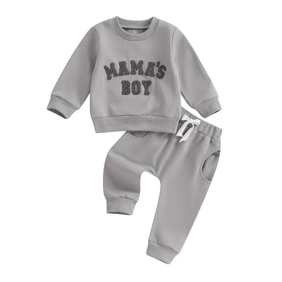 Tiijoy Newborn Boys Outfits Letter Print Pullover Sweatshirt Pants Sweatsuit, Sizes 0-6M