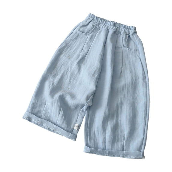 Tiijoy Newborn Boys Summer Linen Pants Pull On Lightweight Wide Leg Pants, Sizes 0-6M
