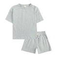 thumbnail image 1 of Tiijoy Newborn Boys Summer Outfits Unisex Solid Short Sleeve T Shirt with Shorts Set, Grey, 1 of 7