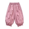 thumbnail image 1 of Tiijoy Girls Bloomers Ruffled High Waisted Baggy Lightweight Pants, Sizes 0-6M, Pink, 1 of 3