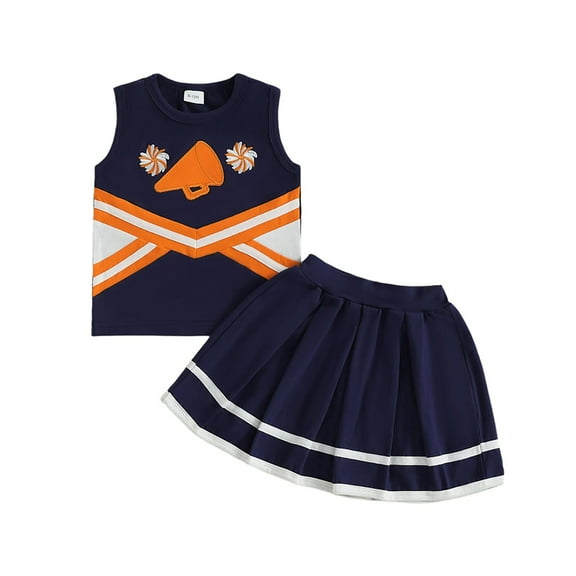 Tiijoy Newborn Girls Cheerleader Outfits Sleeveless Tank Top and Skirt Set, Sizes 6-12M