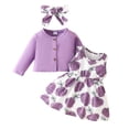 thumbnail image 1 of Tiijoy Newborn Girls Floral Print Sleeveless Dress Cardigan Headband Outfits, Sizes 9-12M, 1 of 8