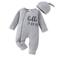 thumbnail image 1 of Tiijoy Newborn Girls Jumpsuit with Hat Outfits Letter Print Cotton Romper Set, Sizes 0-3M, 1 of 4