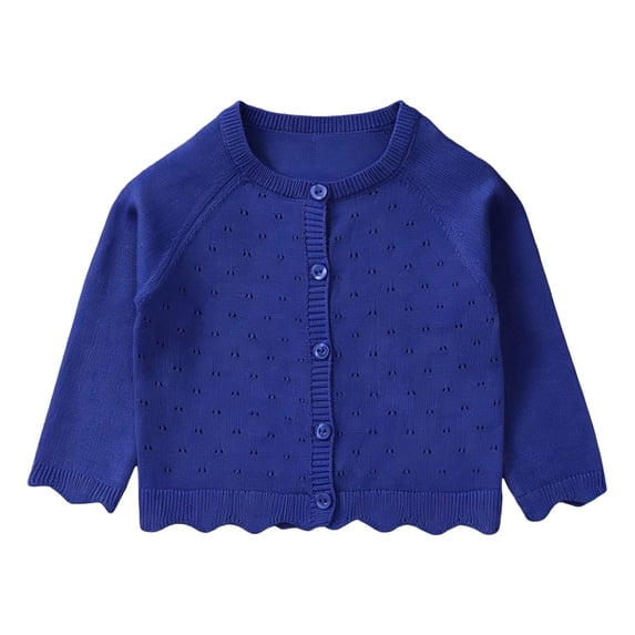 Tiijoy Newborn Girls Lace Knitted Cardigan Fall Long Sleeve Button Front Sweater, Blue