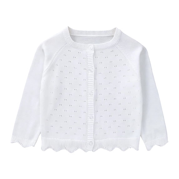 Tiijoy Newborn Girls Lace Knitted Cardigan Fall Long Sleeve Button Front Sweater, White