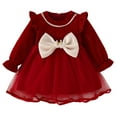 thumbnail image 1 of Tiijoy Newborn Girls Long Sleeve Velvet Tutu Dress Bow Ruffle Princess Dress, Sizes 6-9M, 1 of 6