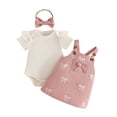thumbnail image 1 of Tiijoy Newborn Girls Outfits Cute Cotton Short Sleeve Romper Bow Jumper Dress Headband 3Pcs Set, Sizes 0-3M, 1 of 4