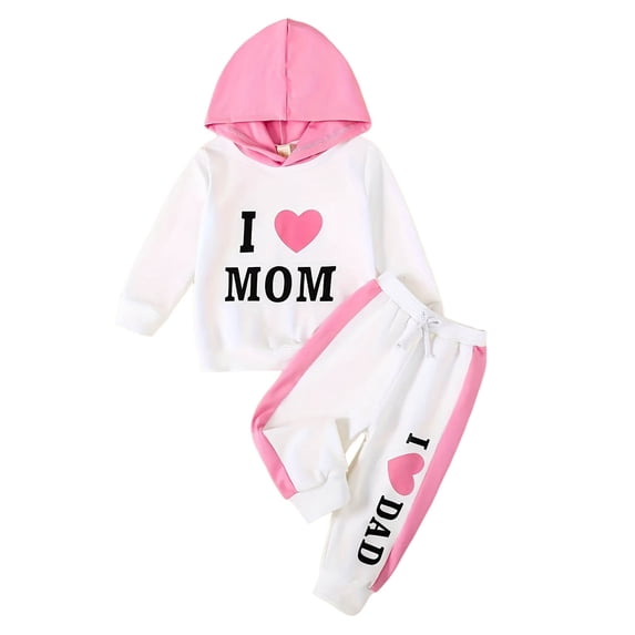 Tiijoy Newborn Girls Outfits Letter Print Pullover Hoodie and Sweatpants Set, Sizes 6-9M