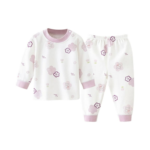 Tiijoy Newborn Girls Sleepwear Pajamas Soft Cotton Floral Long Sleeve Top Pants PJs Set