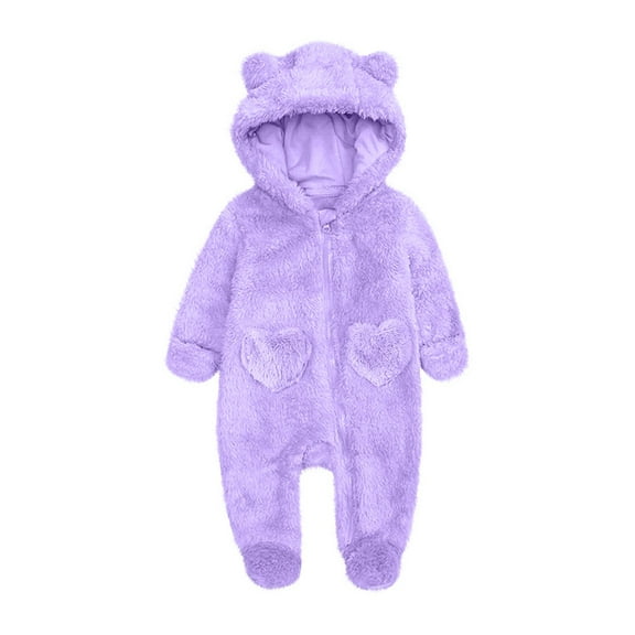 Tiijoy Girls Soft One-Piece Footies Winter Warm Jumpsuit Union Suit Pajama, Sizes 6-9M