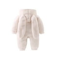 thumbnail image 1 of Tiijoy Girls Winter Bunny Jumpsuit Sherpa Warm Hooded Romper, Sizes 3-6M, 1 of 2