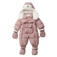 thumbnail image 1 of Tiijoy Newborn Girls Winter Snowsuit Fleece Lined Warm Romper Hooded Jumpsuit, Sizes 3-6M, 1 of 8