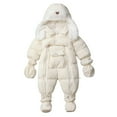 thumbnail image 1 of Tiijoy Newborn Girls Winter Snowsuit Fleece Lined Warm Romper Hooded Jumpsuit, Sizes 3-6M, 1 of 8