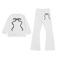 thumbnail image 1 of Tiijoy Outfits for Girls Bow Print O-Neck Sweatshirt and Flared Pants Set, Sizes 3-10, 1 of 3