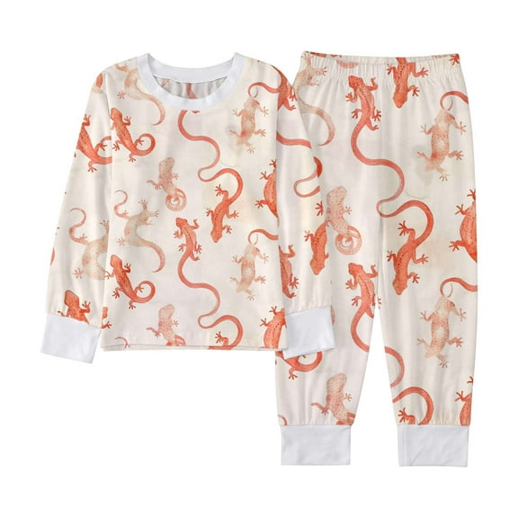 Tiijoy Pajamas for Boys Lizard Prints Long Sleeve Top and Pants Soft Sleepwear, Sizes 2-3