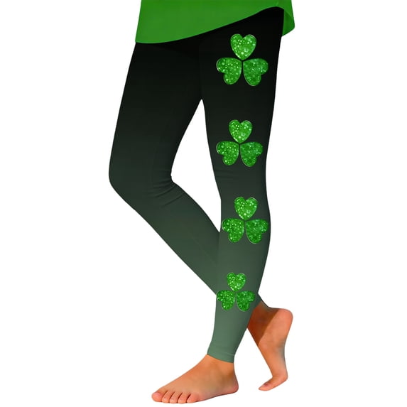 Tiijoy St. Patrick's Day Leggings for Girls Soft Stretch Athletic Tights, Sizes 1-12