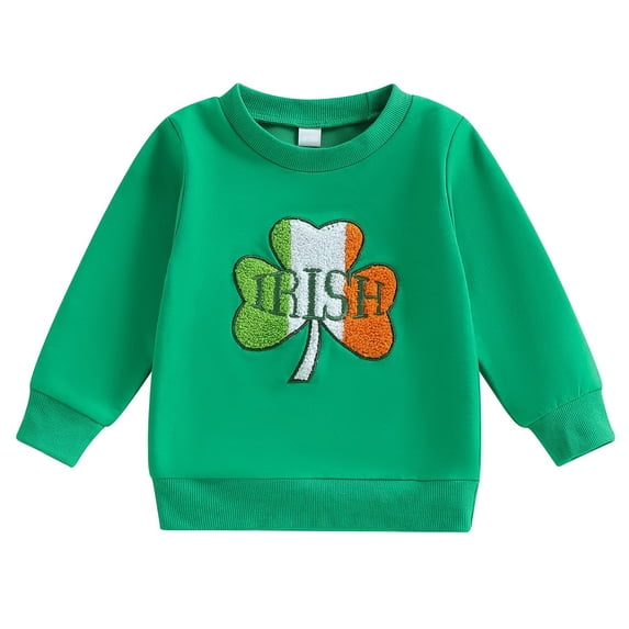Tiijoy St. Patrick's Day Sweatshirt for Boys Casual Cotton Crewneck Pullover, Sizes 6-12 Months